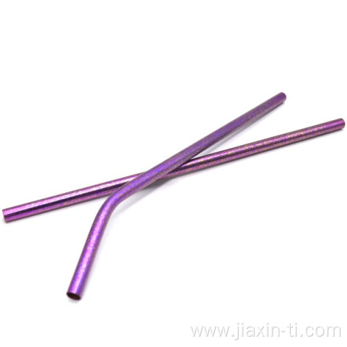 Titanium Ice Pattern Drinking Straws Metal Drink Straw